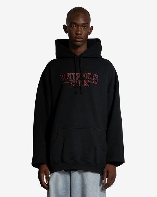 VETEMENTS Men's Sweatshirts VETEMENTS Paris Logo Hoodie in Black