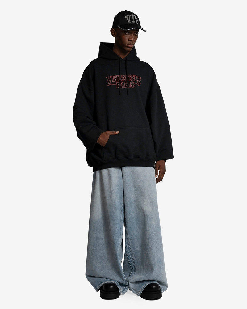 VETEMENTS Paris Logo Hoodie in Black - Main Image