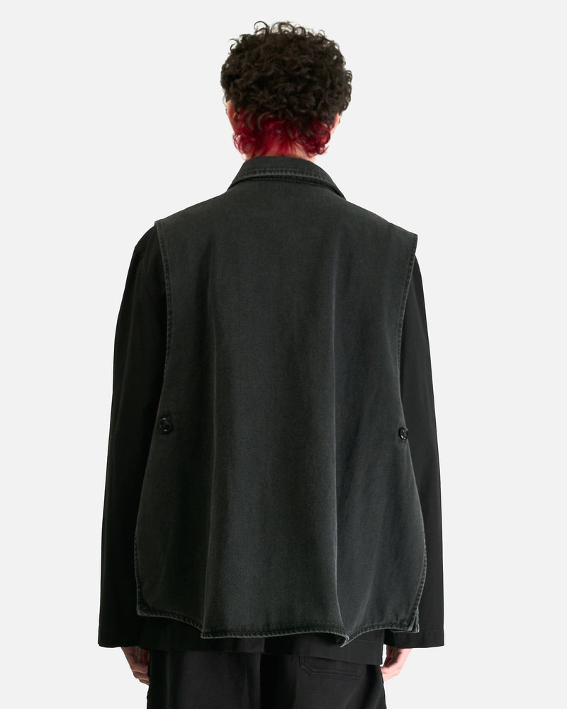 Ann Demeulemeester Men's Shirts Vilken Sleeveless Cargo Overshirt in Faded Grey