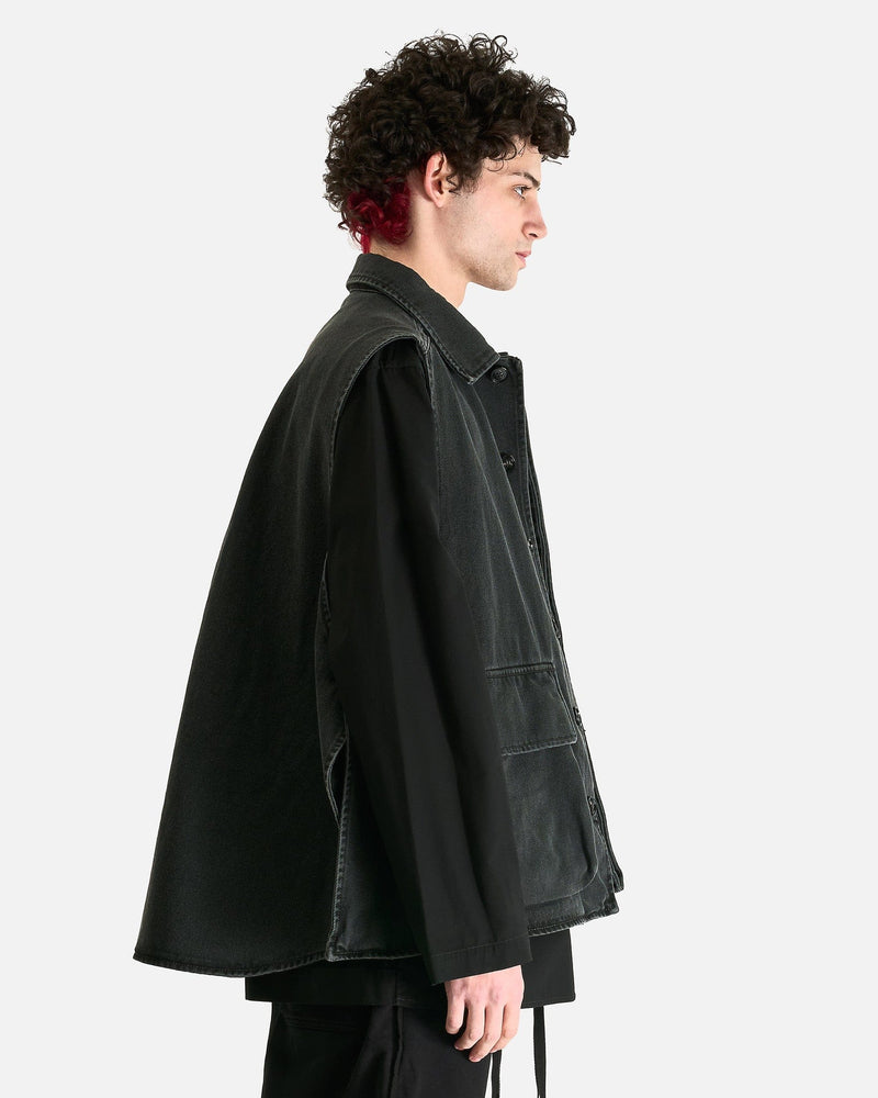 Ann Demeulemeester Men's Shirts Vilken Sleeveless Cargo Overshirt in Faded Grey