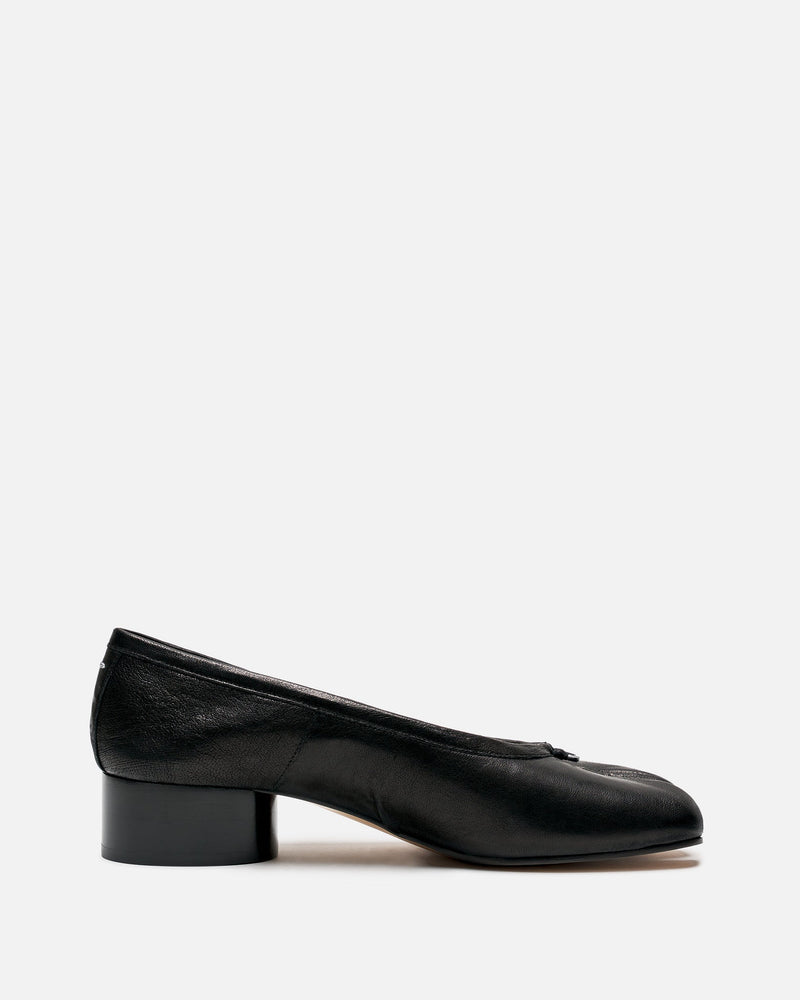 Maison Margiela Women Heels Vintage Leather Tabi Ballerina Heel in Black