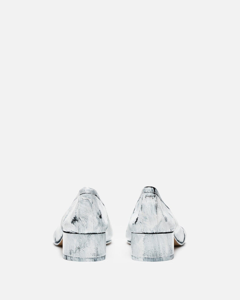 Maison Margiela Women Heels Vintage Leather Tabi Ballerina Heels in Black/White