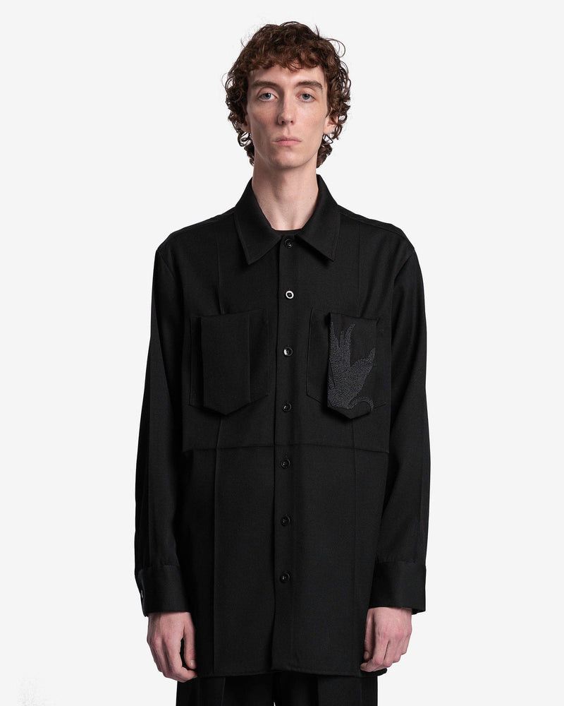 Jil Sander Men's Shirts Virgin Wool Shirt in Black