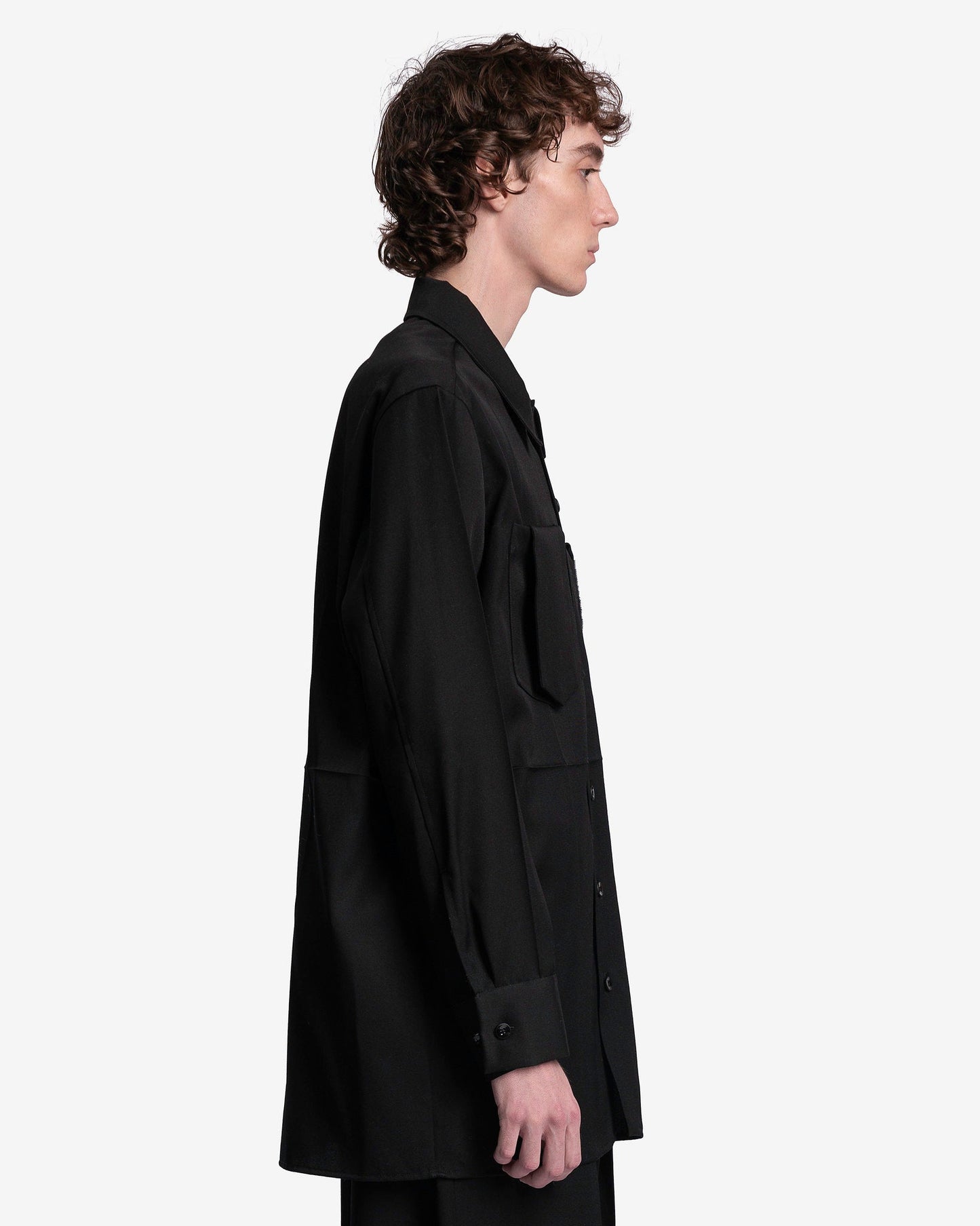 Jil Sander Men's Shirts Virgin Wool Shirt in Black