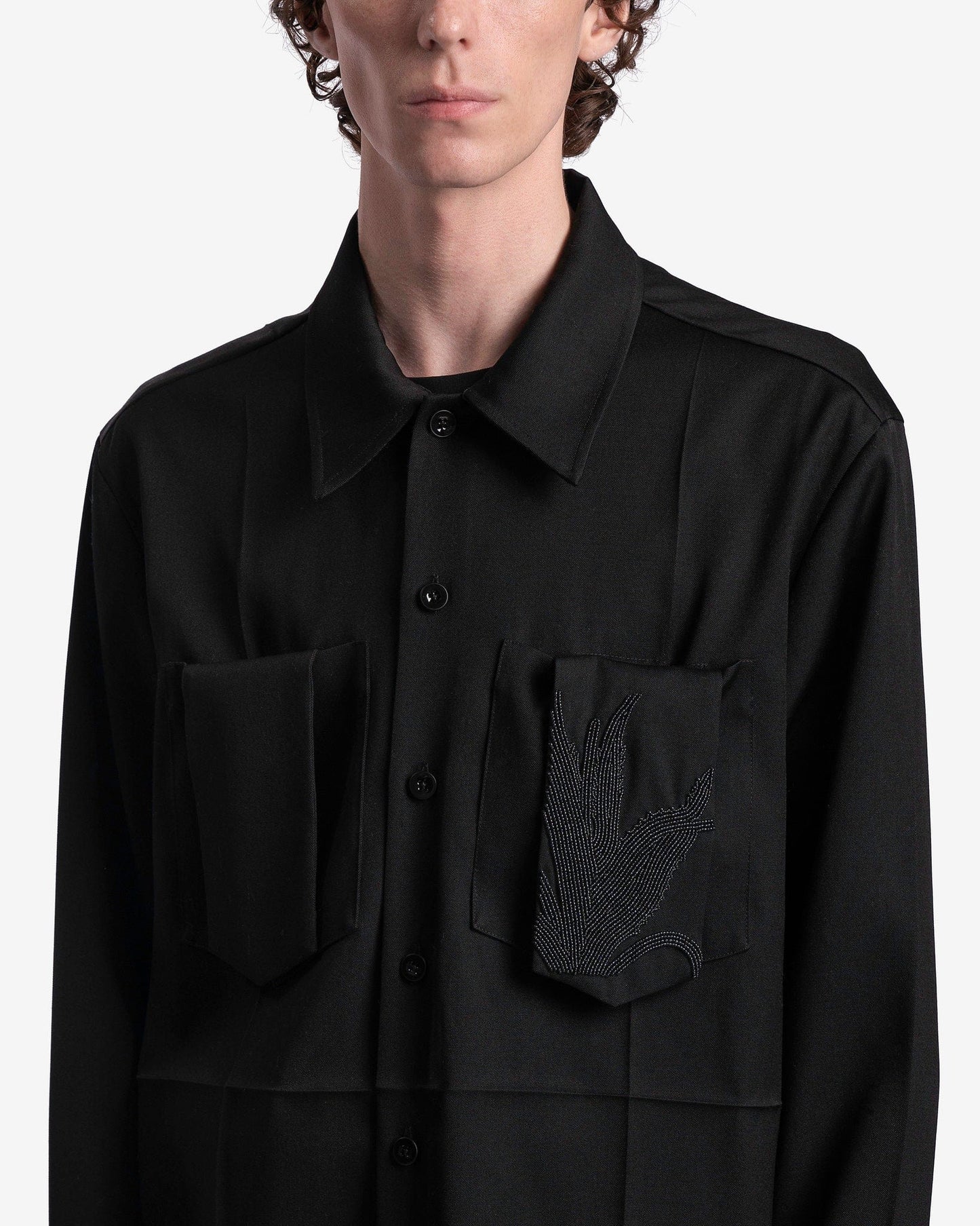 Jil Sander Men's Shirts Virgin Wool Shirt in Black