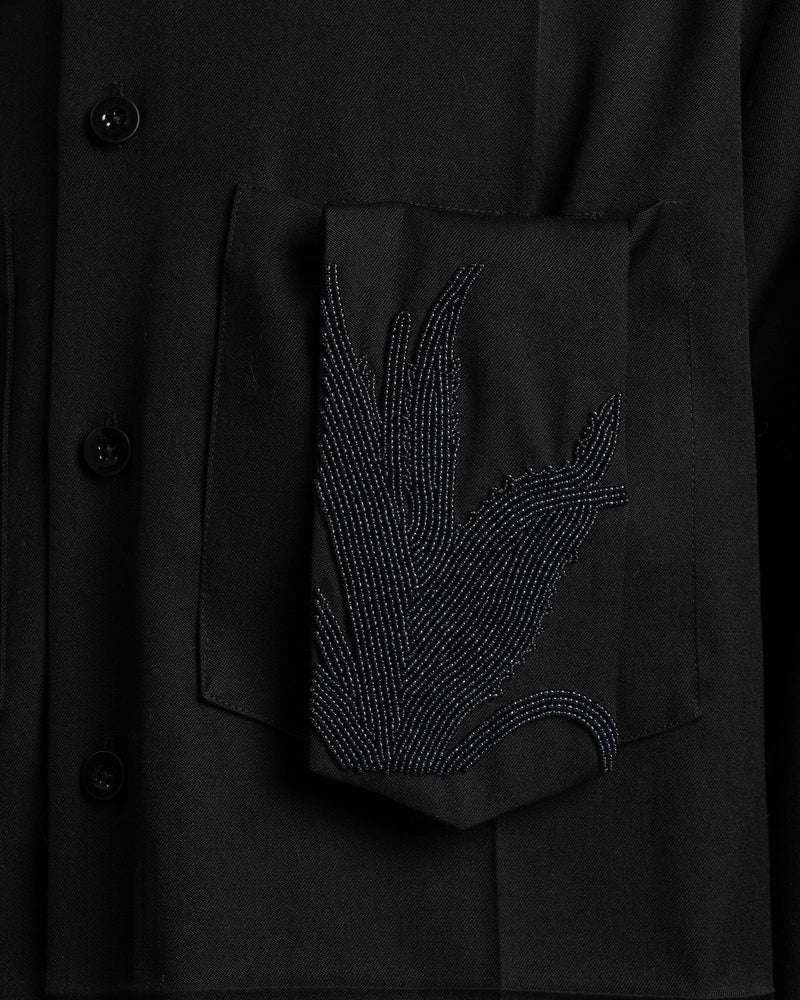 Jil Sander Men's Shirts Virgin Wool Shirt in Black