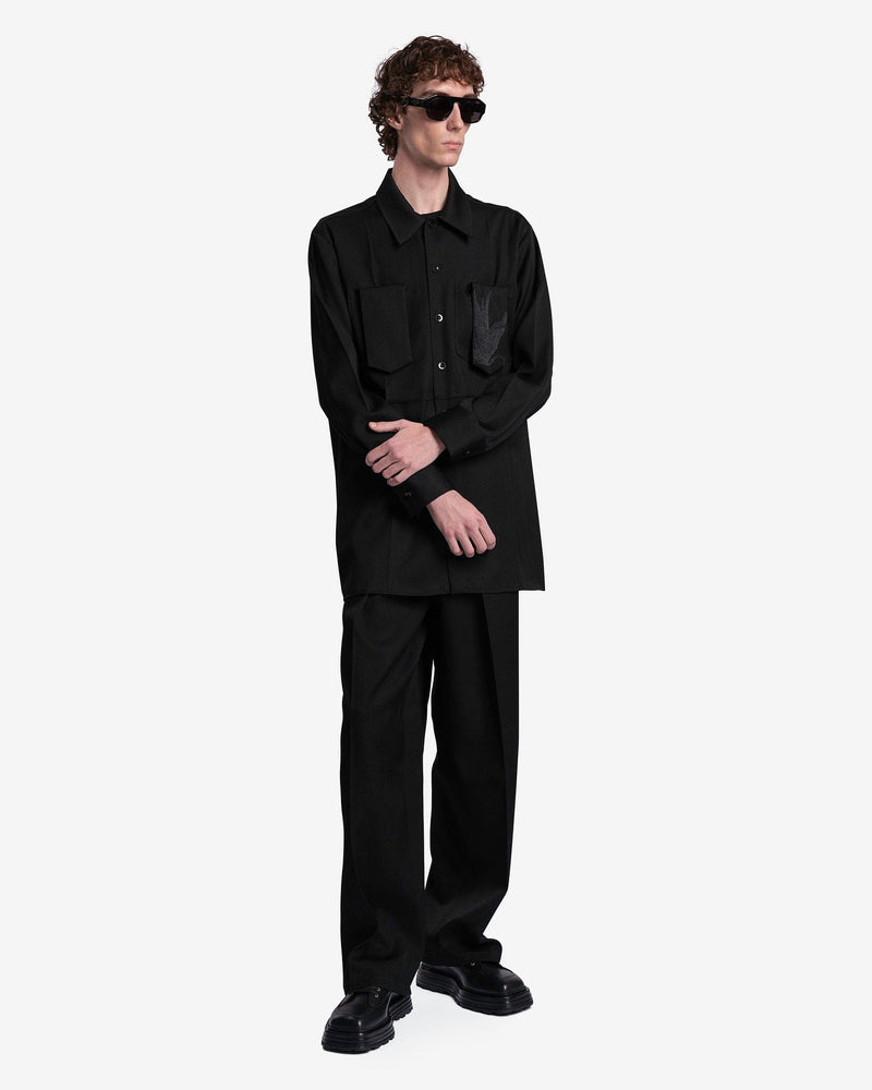 Jil Sander Men's Shirts Virgin Wool Shirt in Black
