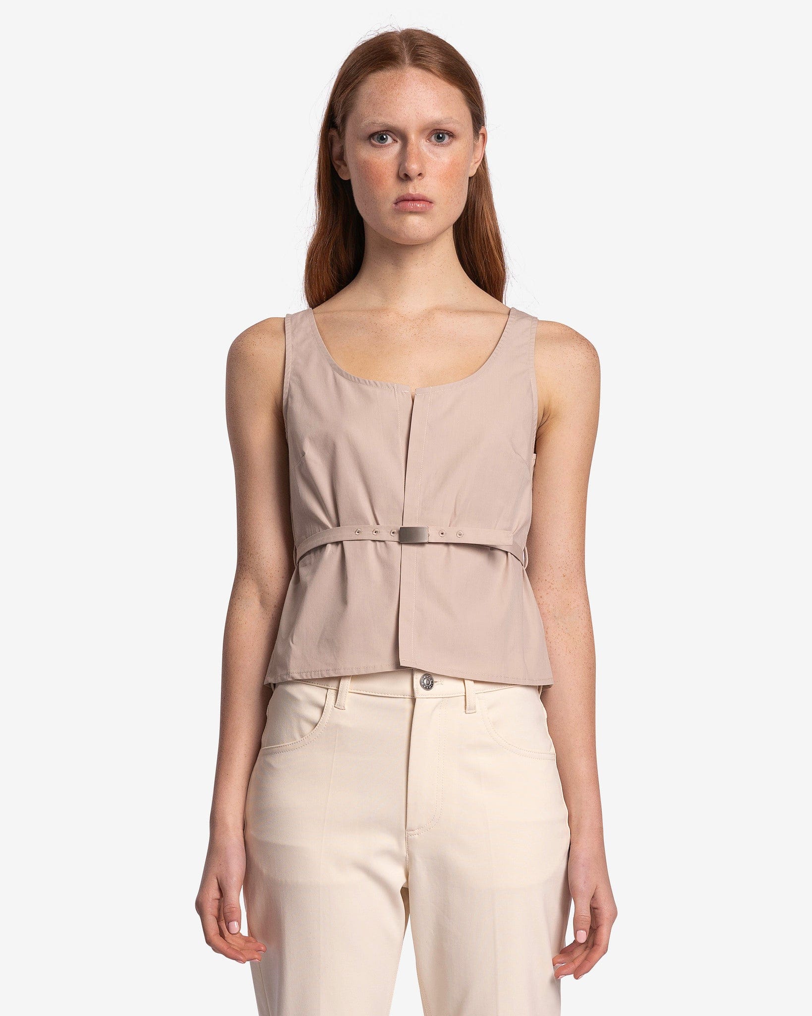 Paloma Wool Women Tops Vito Buckle Top in Dark Ecru