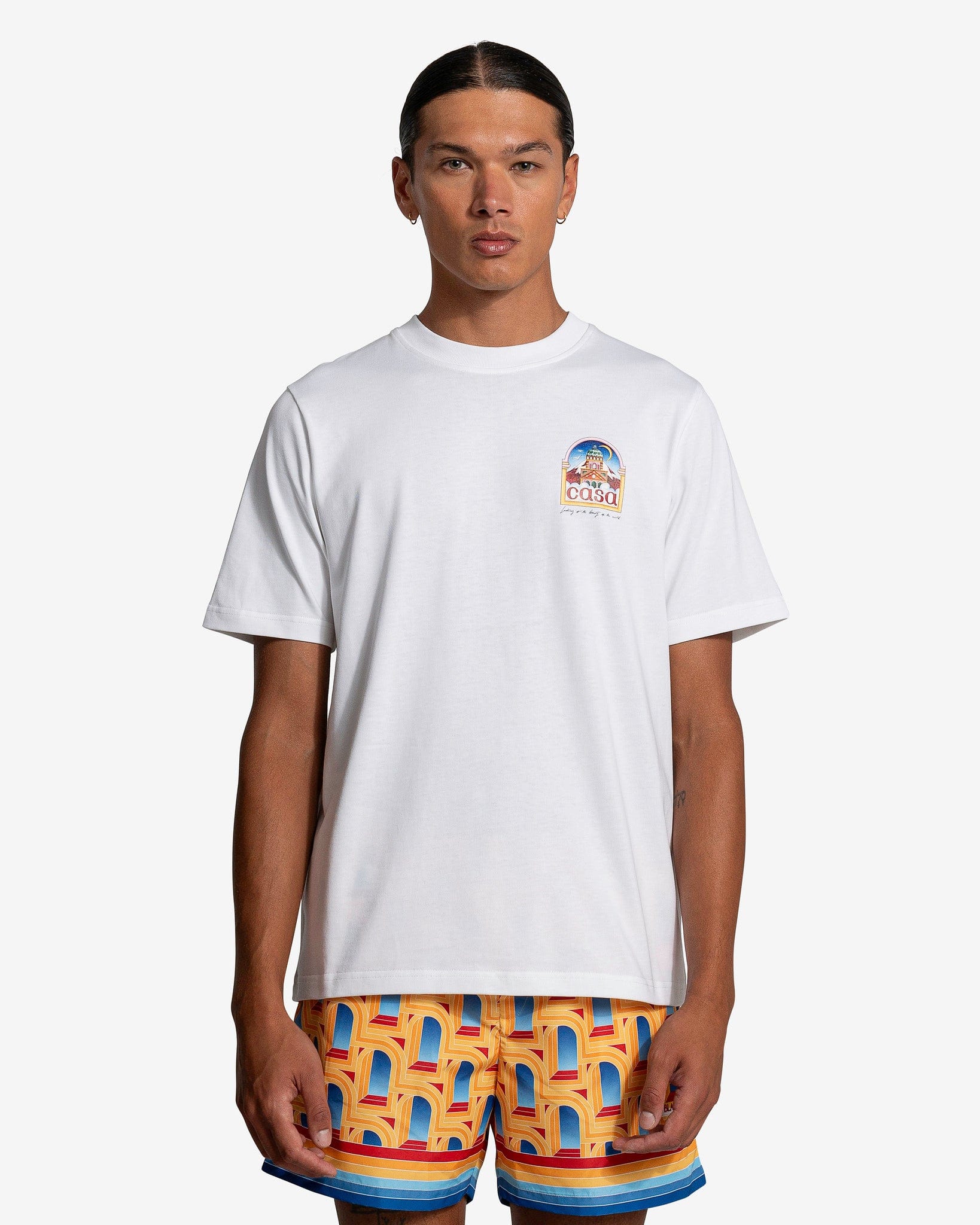 Casablanca Men's T-Shirts Vue De L'Arche Printed T-Shirt in White