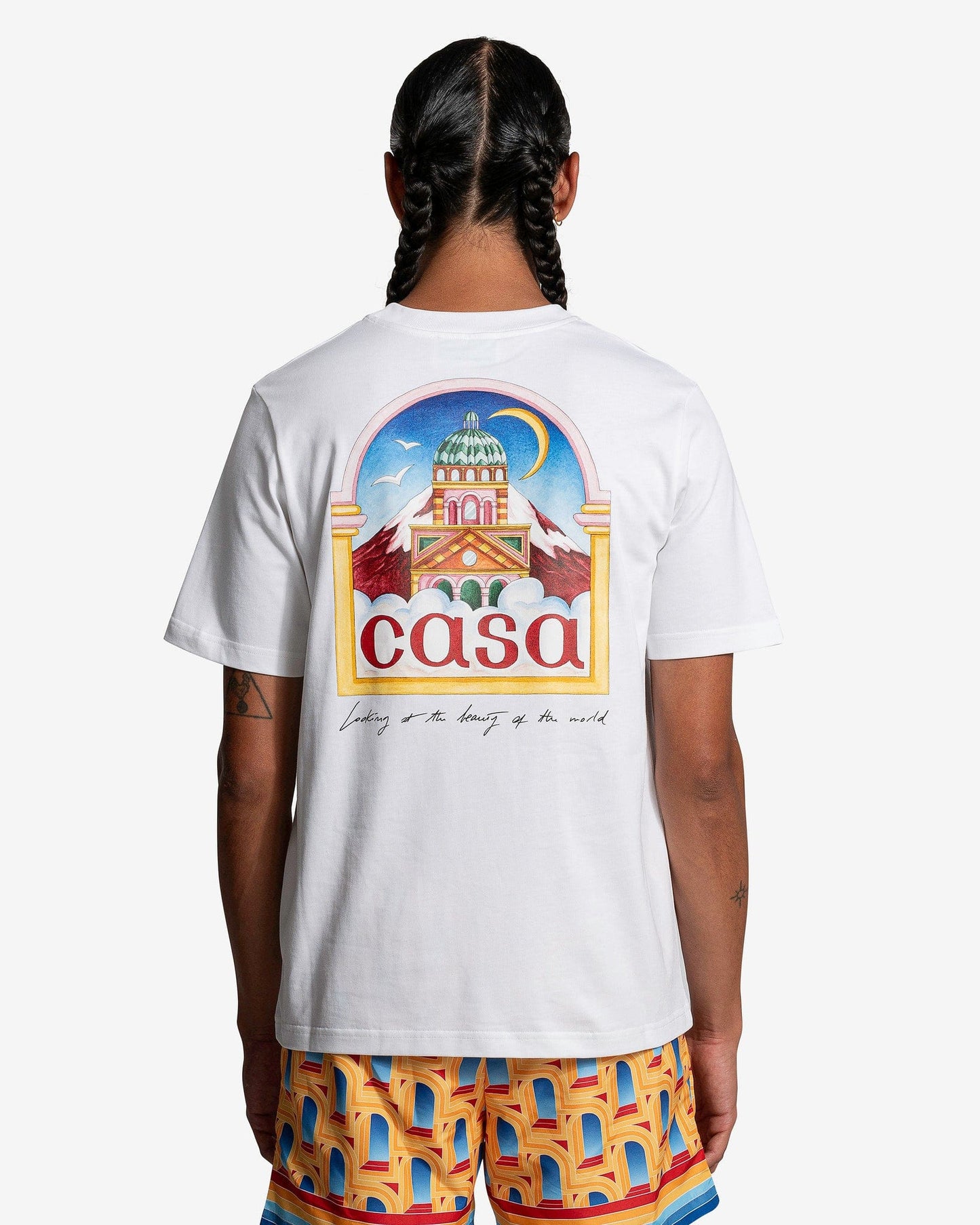 Casablanca Men's T-Shirts Vue De L'Arche Printed T-Shirt in White