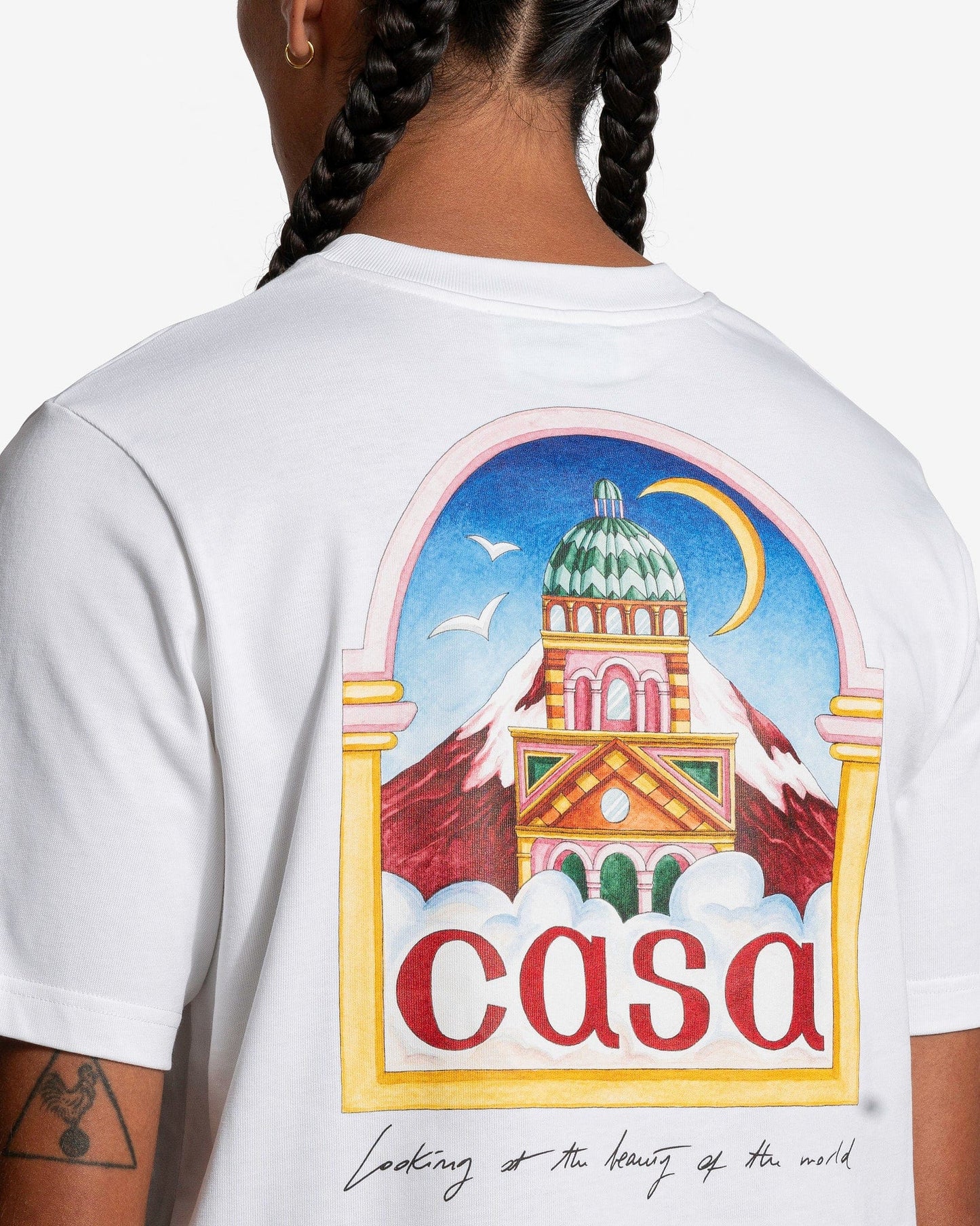 Casablanca Men's T-Shirts Vue De L'Arche Printed T-Shirt in White