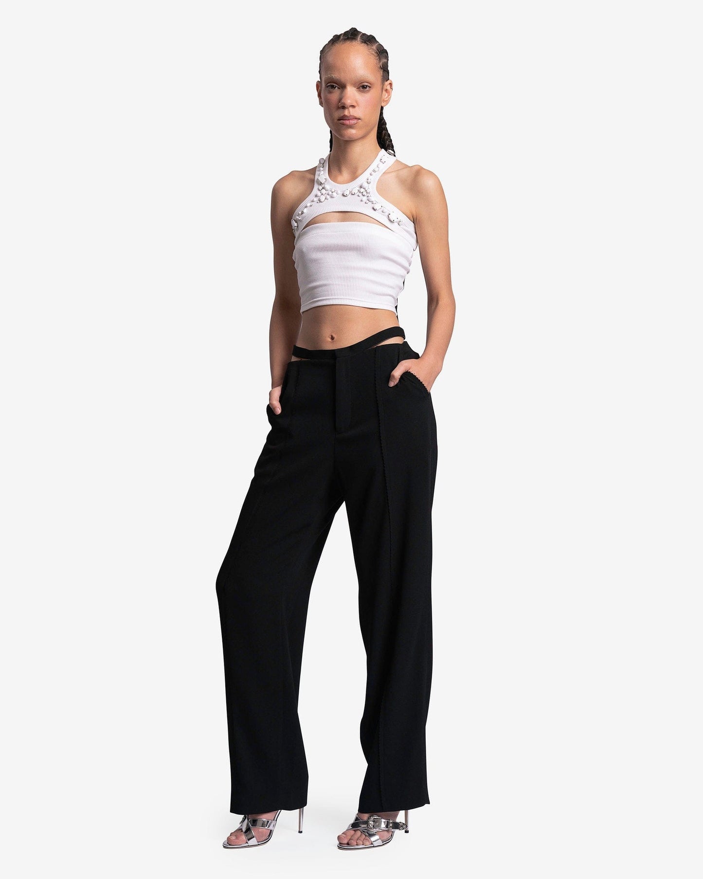 Undercover Women Pants Waist Slit Tailored Trousers in Black