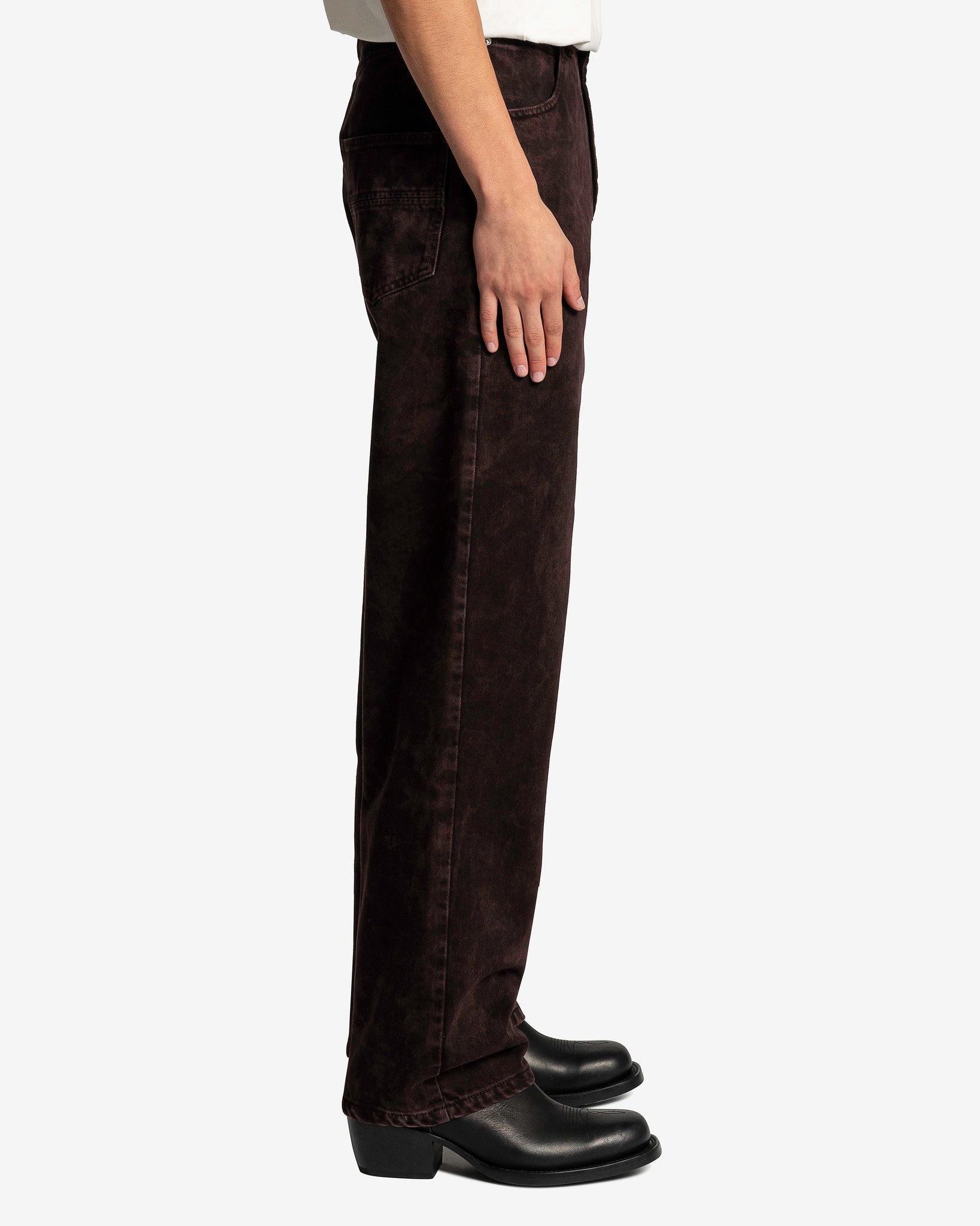 NAMACHEKO Men's Jeans Warkworth Denim Jeans in Sky Magic Bordeaux/Frosted Umber