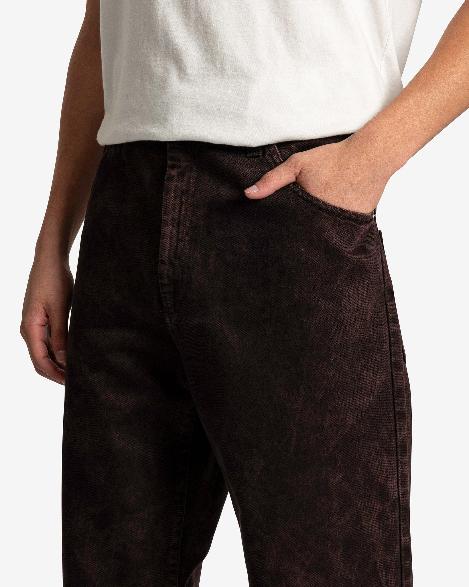 NAMACHEKO Men's Jeans Warkworth Denim Jeans in Sky Magic Bordeaux/Frosted Umber
