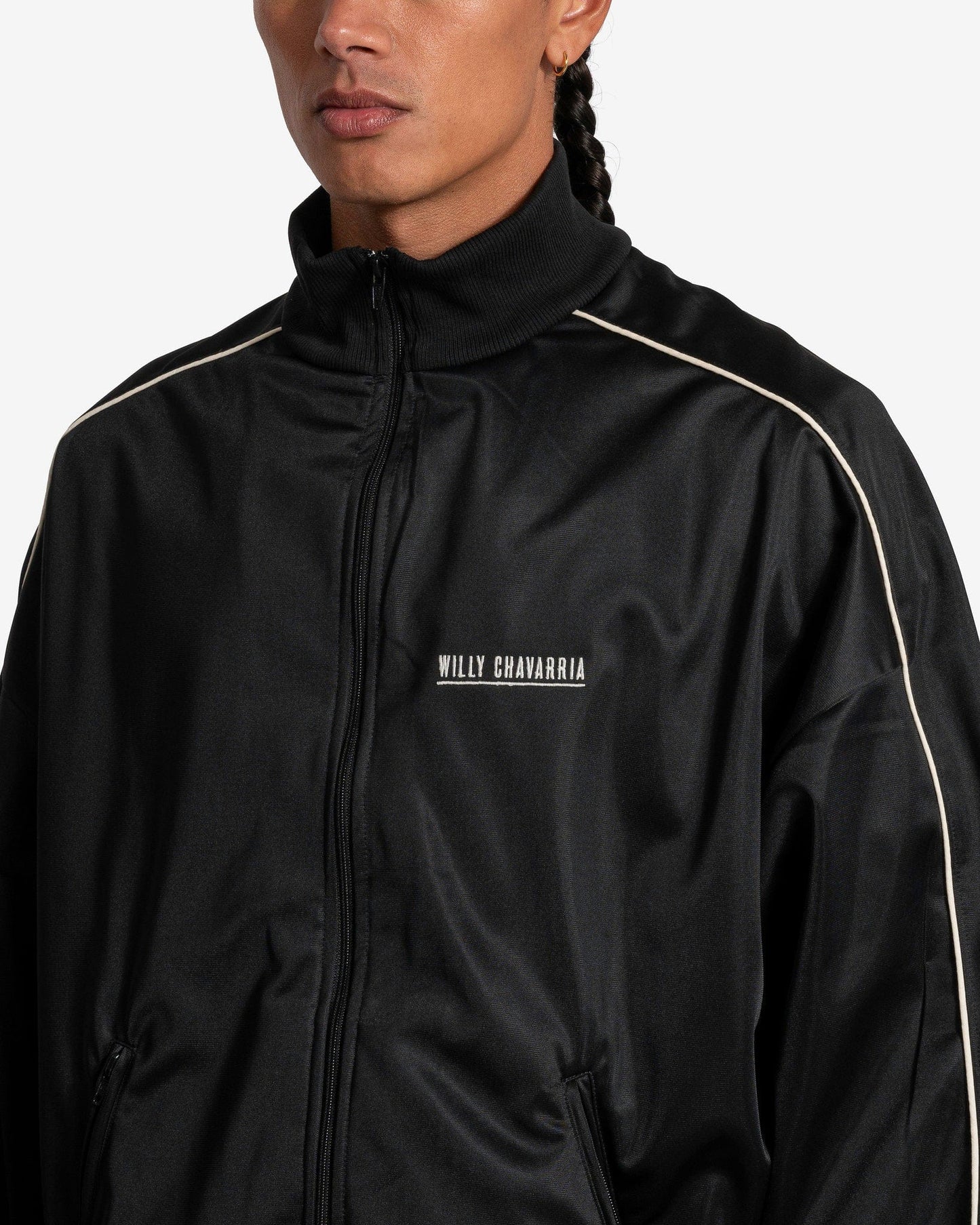 Willy Chavarria Men's Jackets Warrior Bomber Track Jacket in Black
