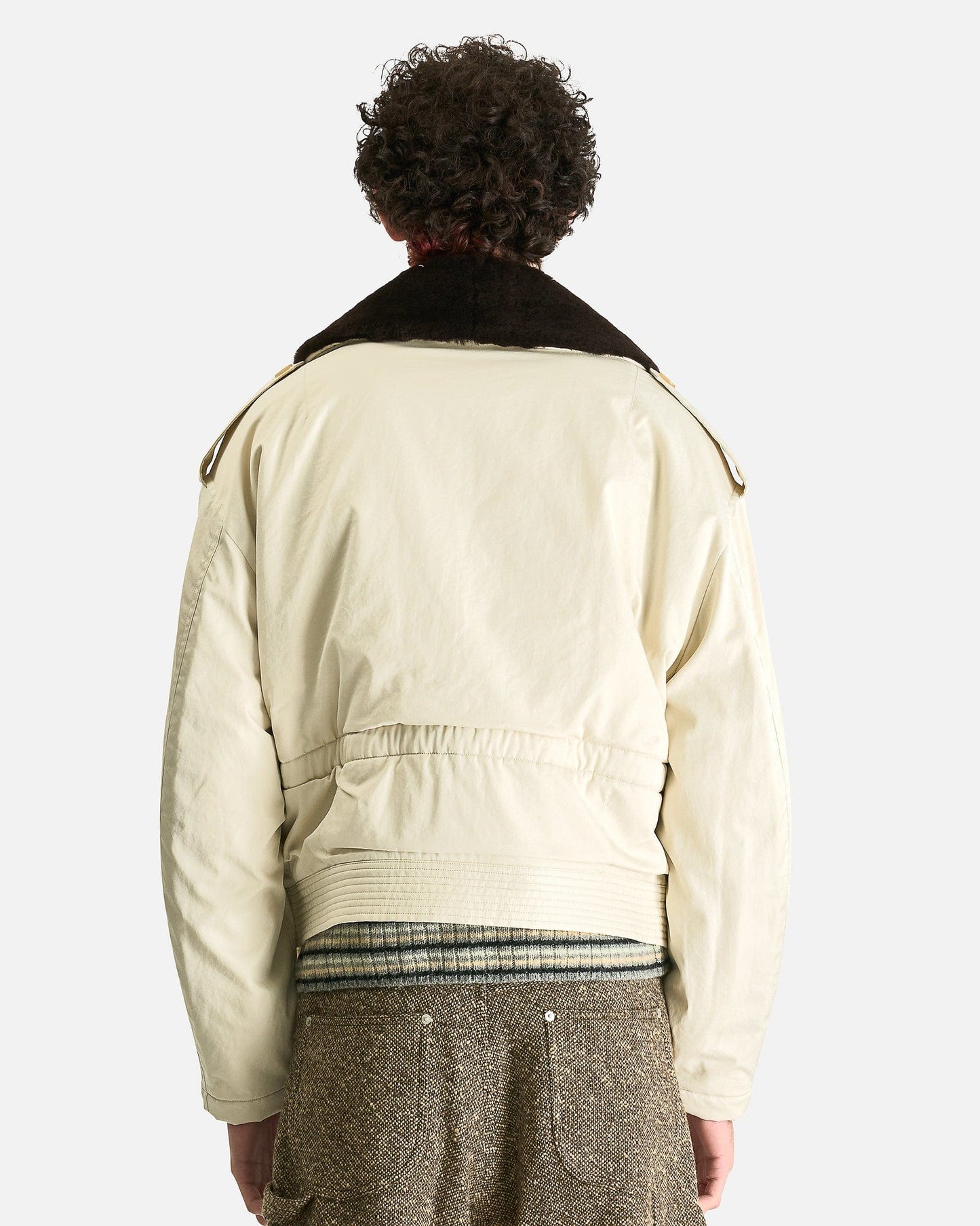 Auralee Men's Jackets Washed Finx Cotton Gabardine Flight Blouson in Ivory