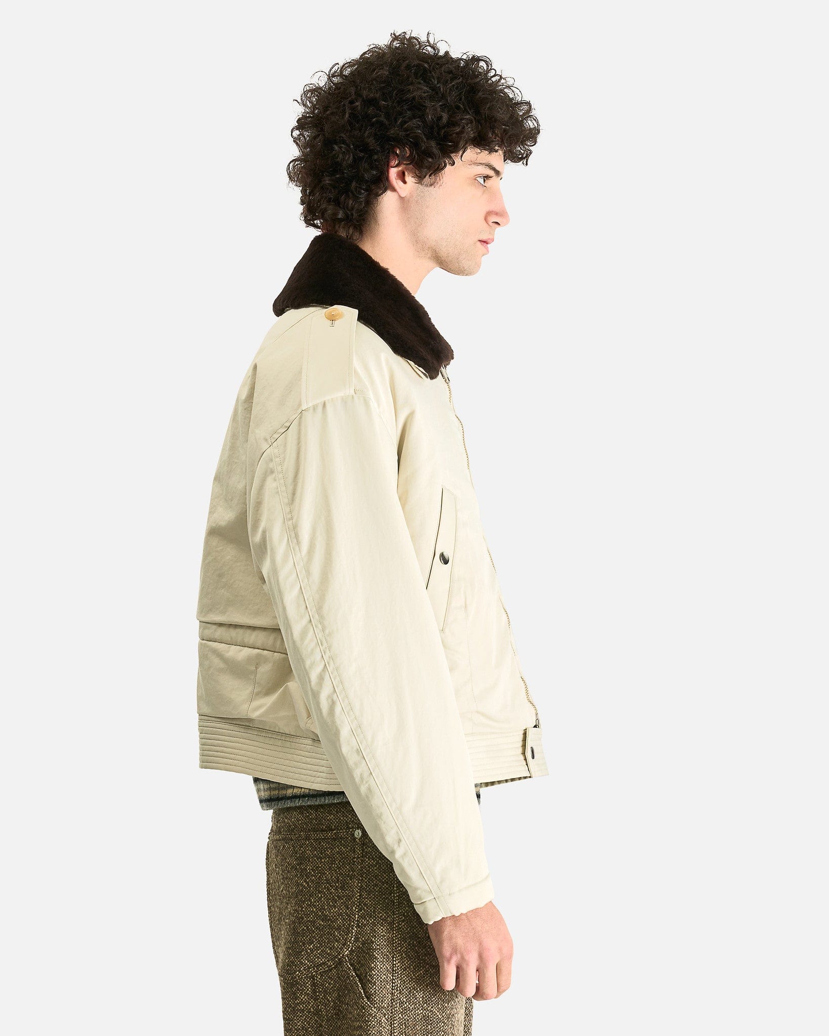 Washed Finx Cotton Gabardine Flight Blouson in Ivory – SVRN