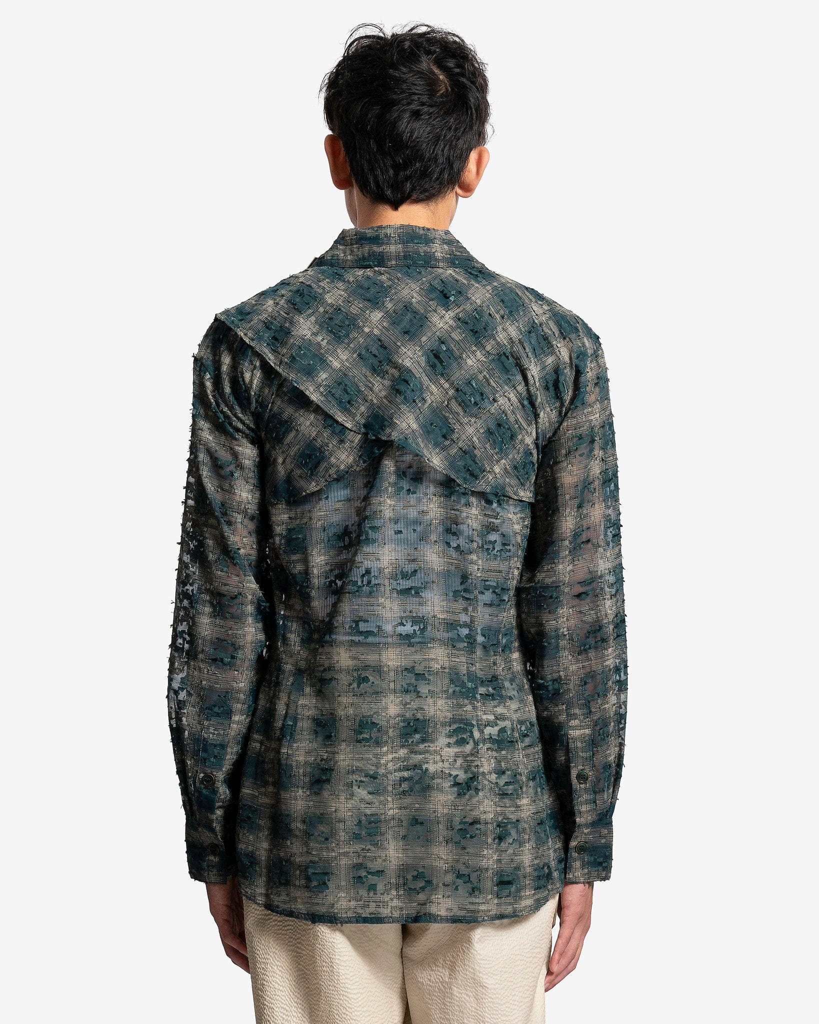 Andersson Bell Men's Shirts Wasser Sheer Checked Shirt in Green