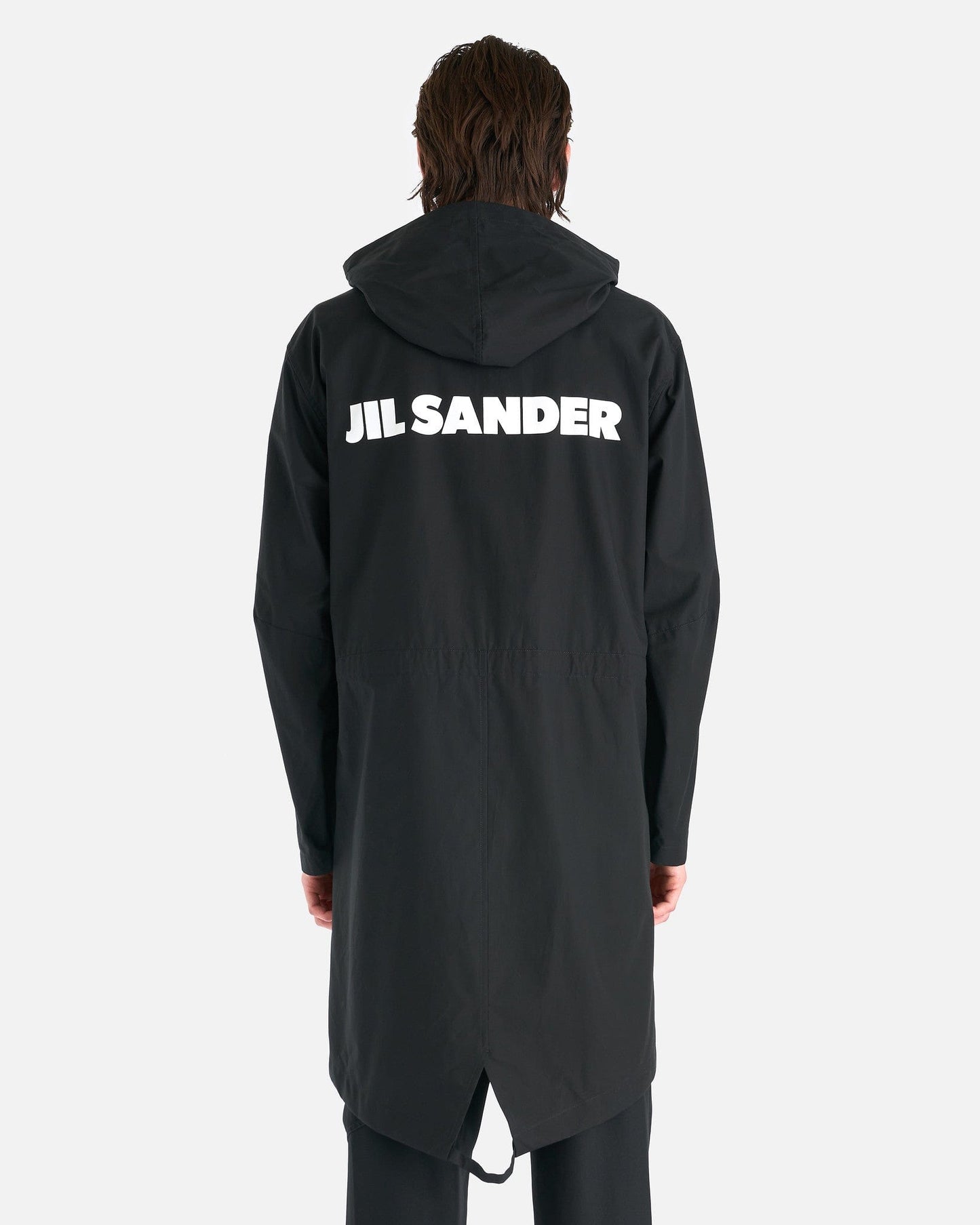 Jil Sander Men's Jackets Water Repellent Cotton Logo Parka 01 in Black