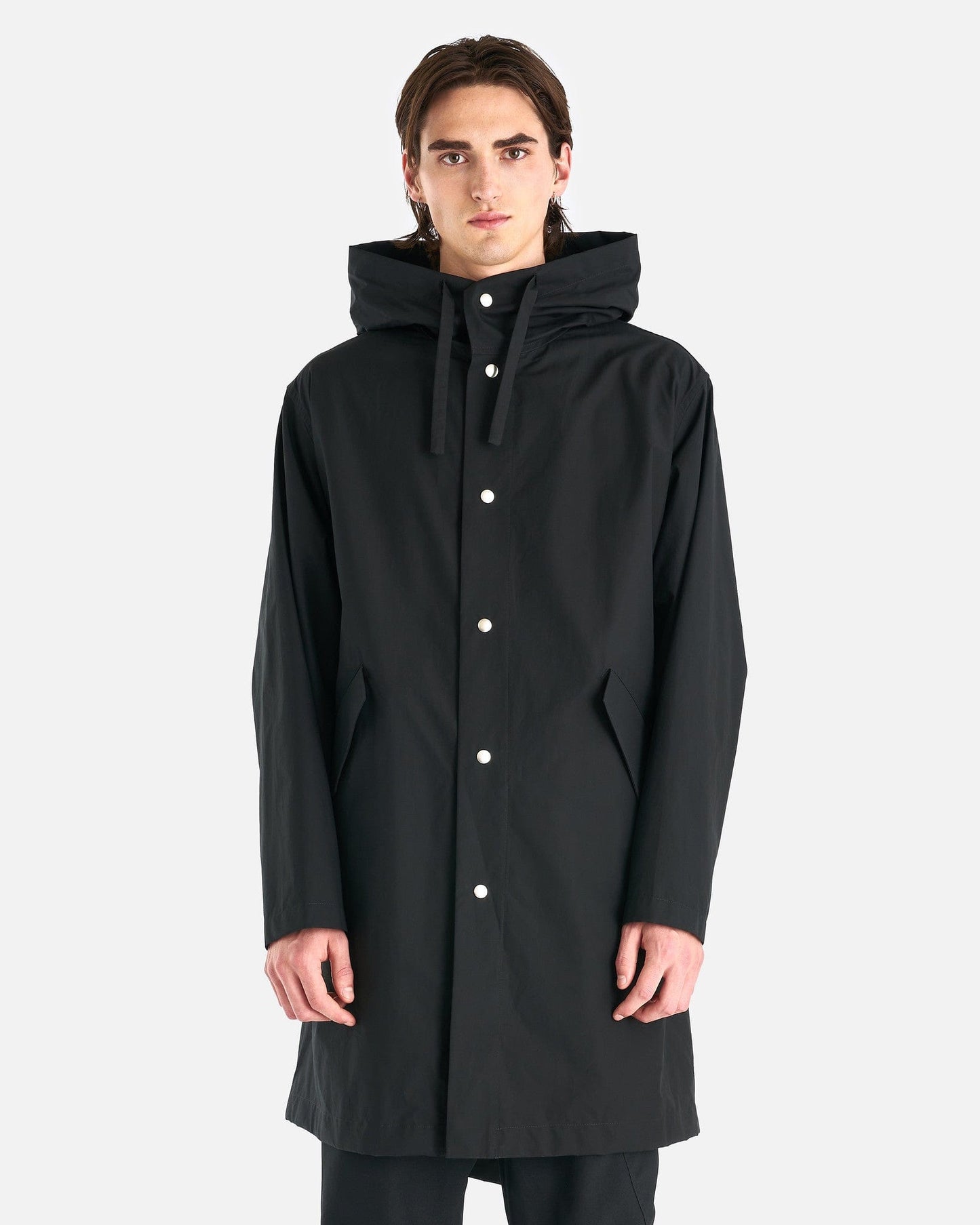Jil Sander Men's Jackets Water Repellent Cotton Logo Parka 01 in Black