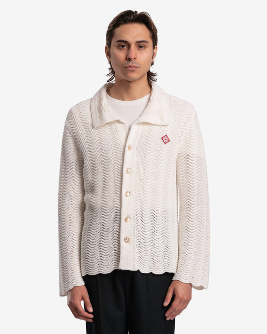 Casablanca Men's Shirts Wavy Gradient Long Sleeve Shirt in Off-White