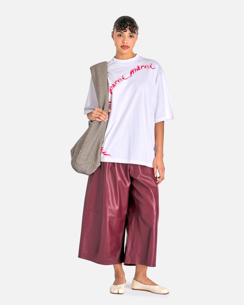 Marni Women T-Shirts Wavy Logo Organic Cotton T-Shirt in Lily White