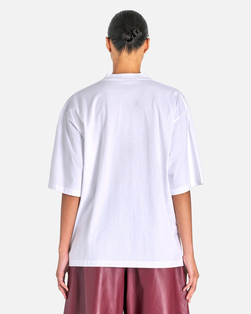 Marni Women T-Shirts Wavy Logo Organic Cotton T-Shirt in Lily White