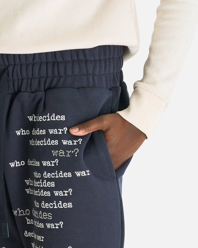 Who Decides War Men's Pants WDW Scripture Sweatpants in Indigo
