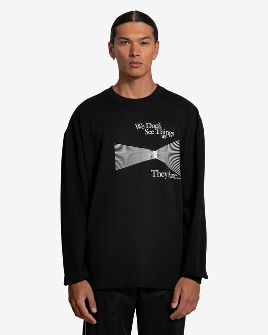 Willy Chavarria Men's T-Shirts We Don't See Things As They Are L/S Buffalo T-Shirt in Solid Black