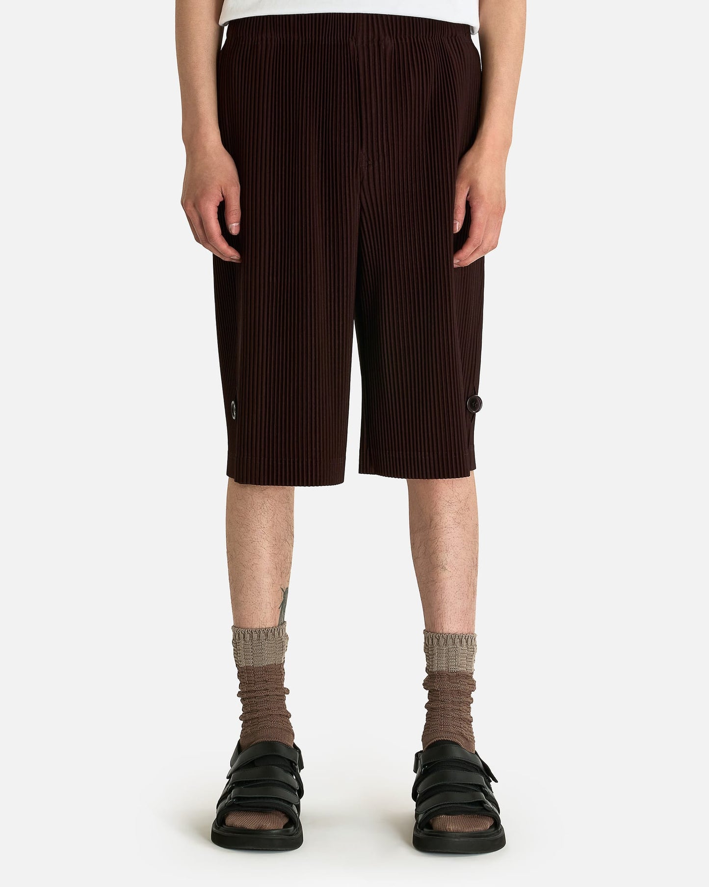 Homme Plissé Issey Miyake Men's Shorts Wear or Wrap Shorts in Eggplant
