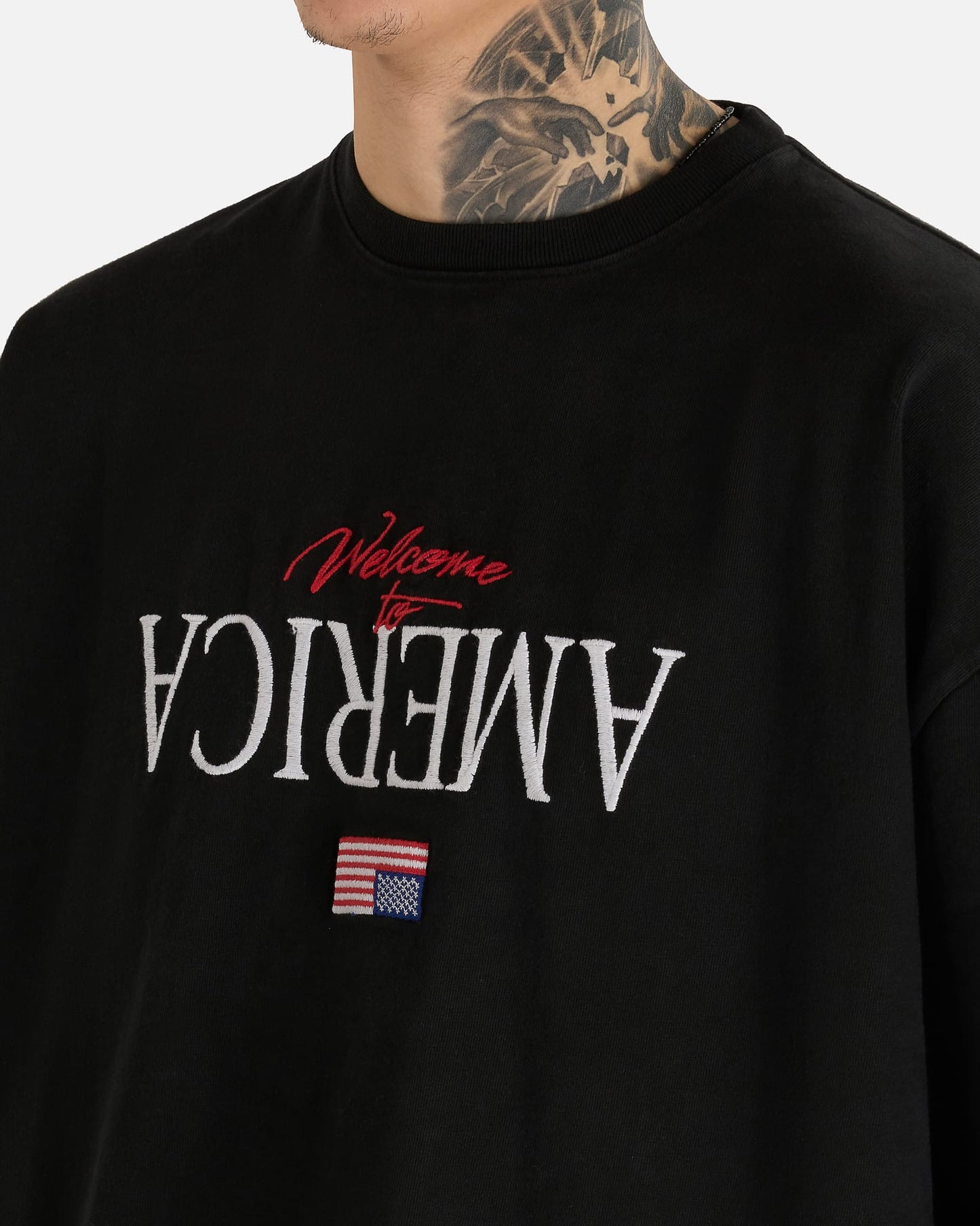 Willy Chavarria Men's T-shirts Welcome to America Buffalo Tee in Black