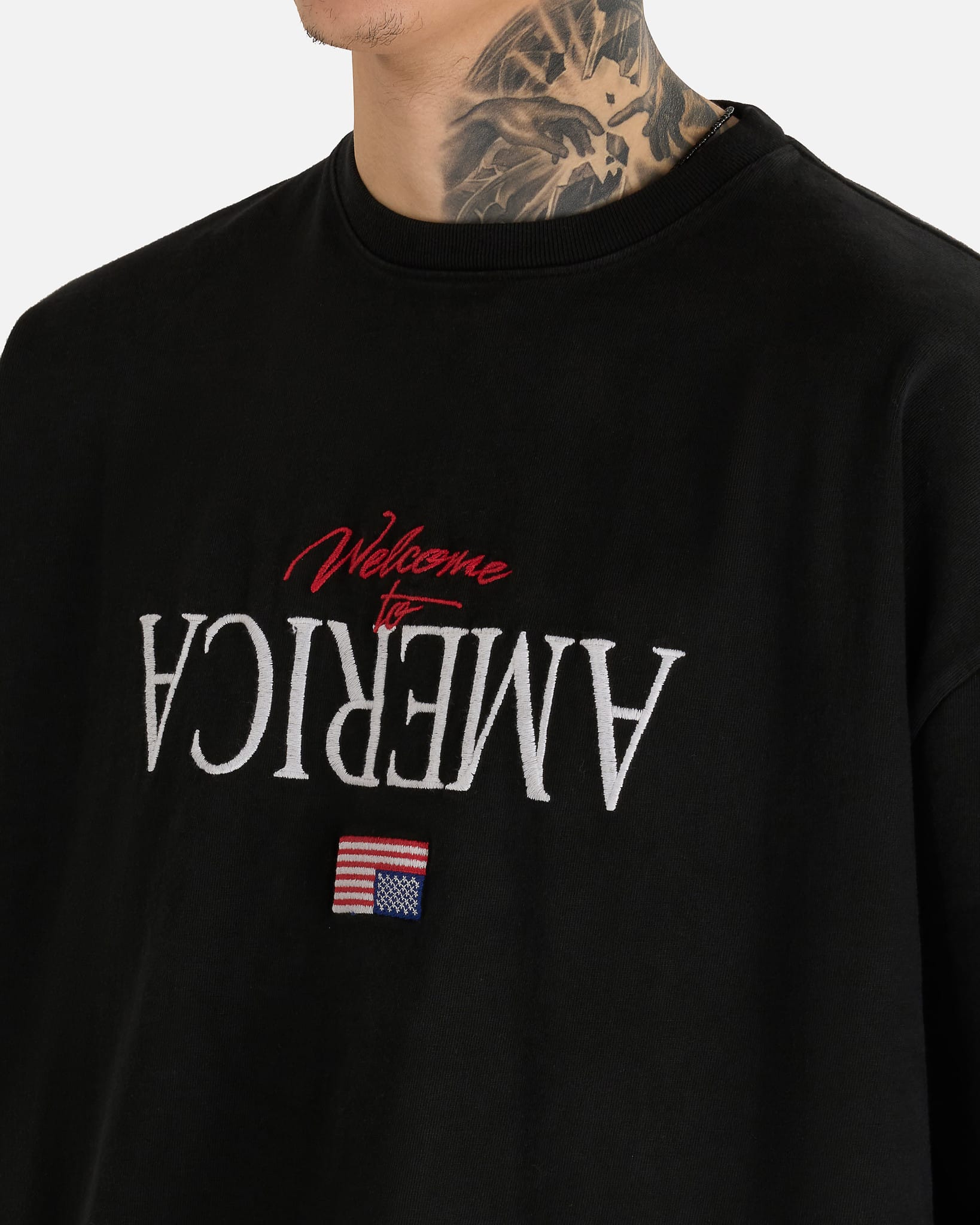 Willy Chavarria Men's T-shirts Welcome to America Buffalo Tee in Black