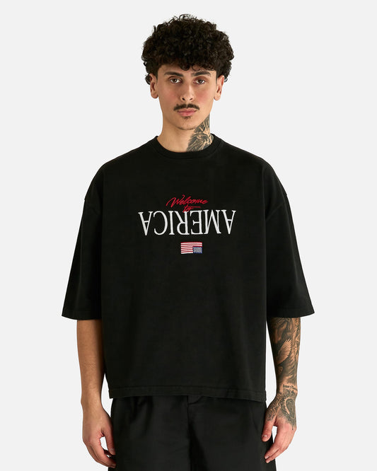 Willy Chavarria Men's T-shirts Welcome to America Buffalo Tee in Black