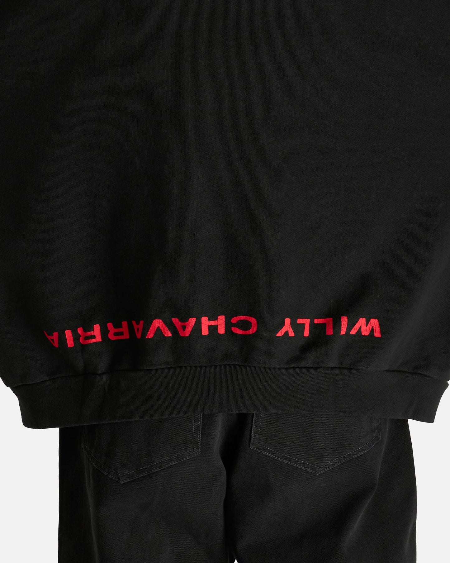 Willy Chavarria Men's Sweatshirts Welcome to America Hooligan Hoodie in Black