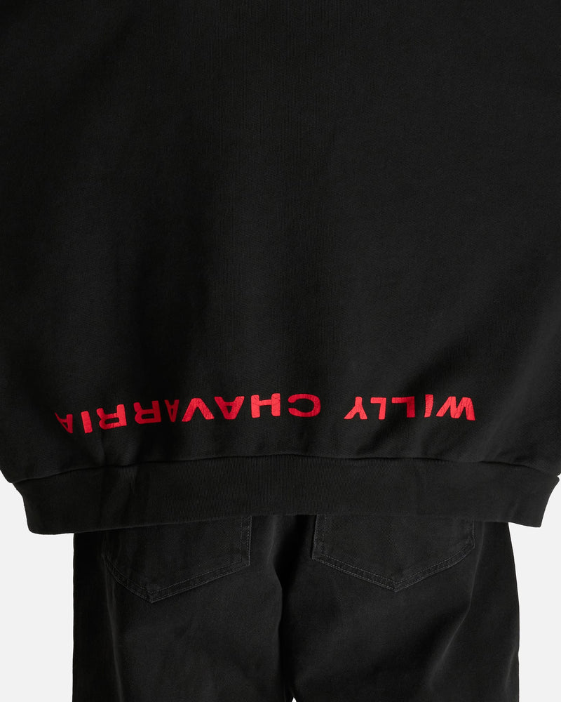 Willy Chavarria Men's Sweatshirts Welcome to America Hooligan Hoodie in Black