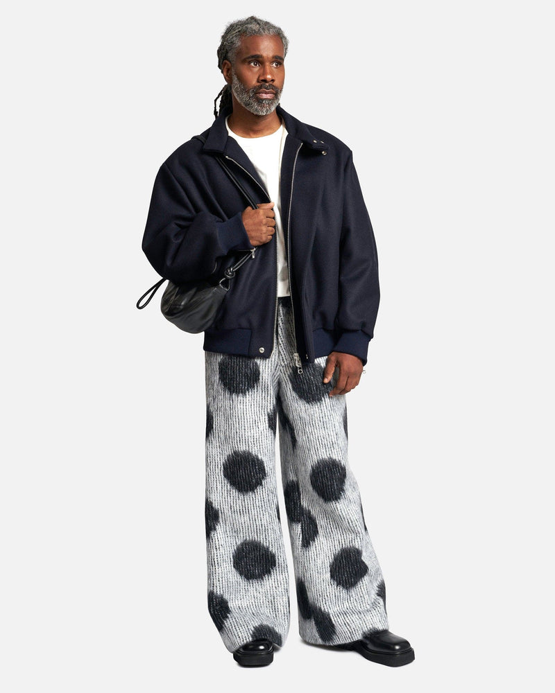 Marni Men's Pants White Mohair Trousers with Maxi Polka Dots