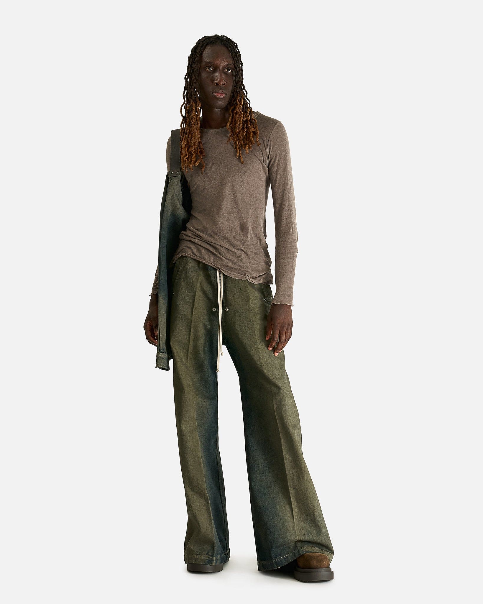 Rick Owens Men's Pants Wide Bela in Darkdust Degrade