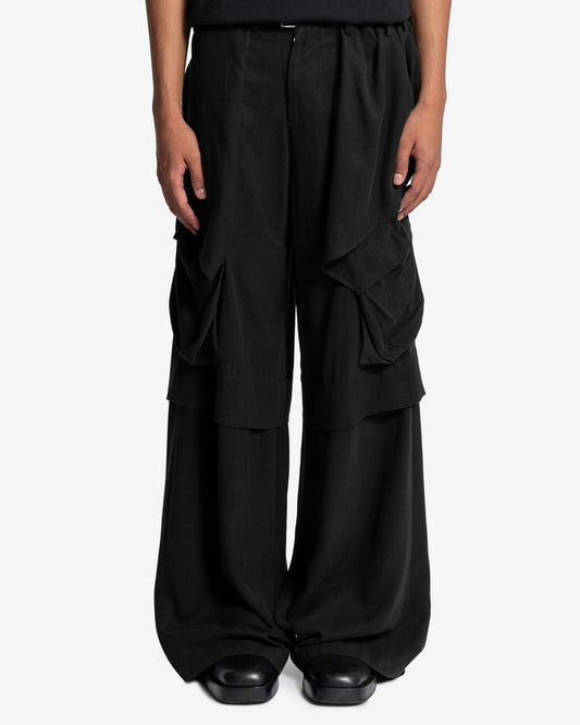 JiyongKim Men's Pants Wide Draped Waist Trousers in Black