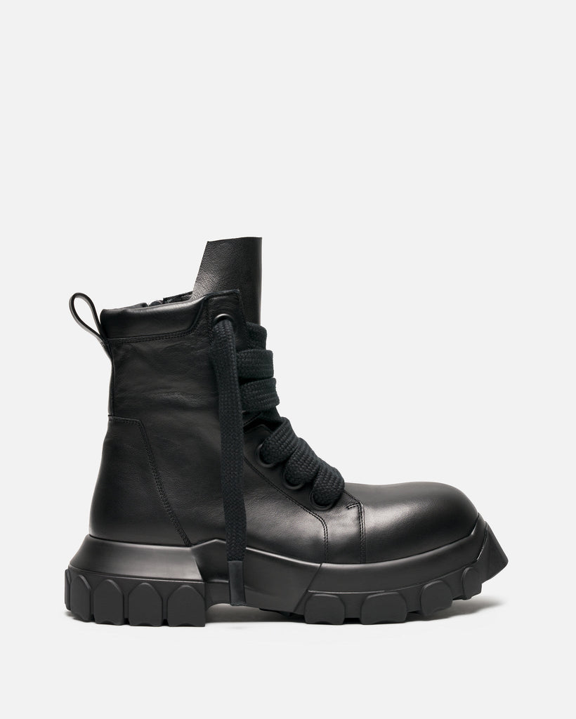 Rick Owens Men's Boots Wide Lace Bozo Tractor Boot in Black/Black