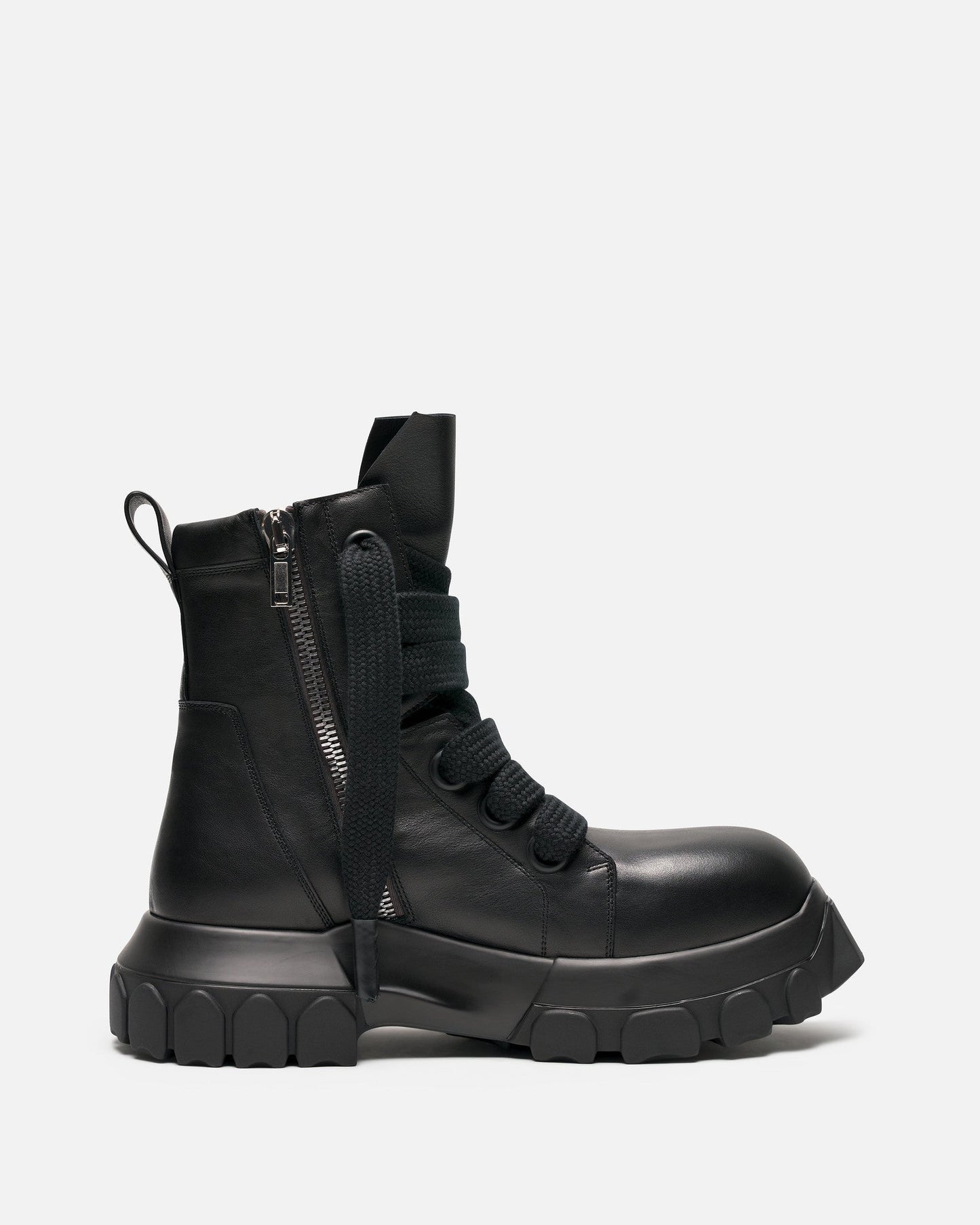 Rick Owens Men's Boots Wide Lace Bozo Tractor Boot in Black/Black