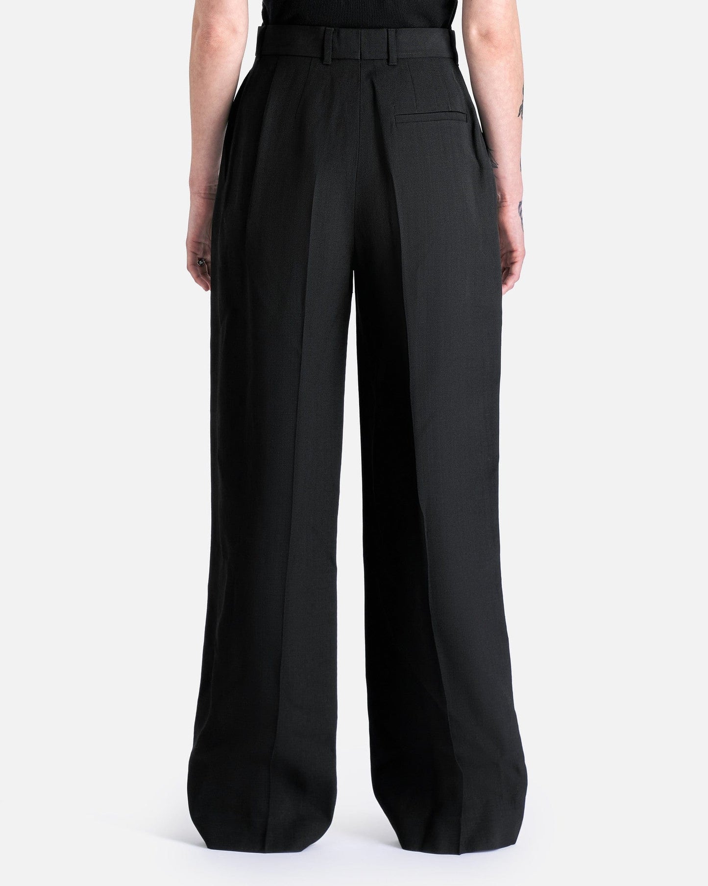 Casablanca Women Pants Wide Leg Viscose Silk Trouser in Black
