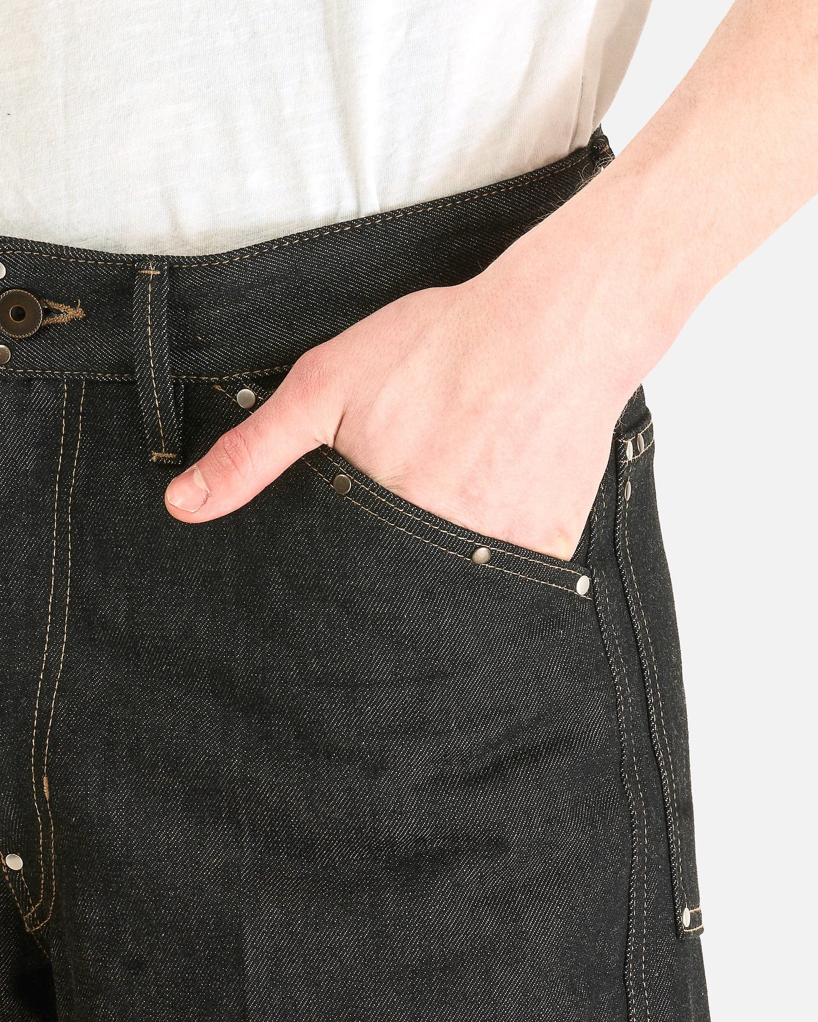 LEMAIRE Men's Pants Wide Pants with Studs in Slate