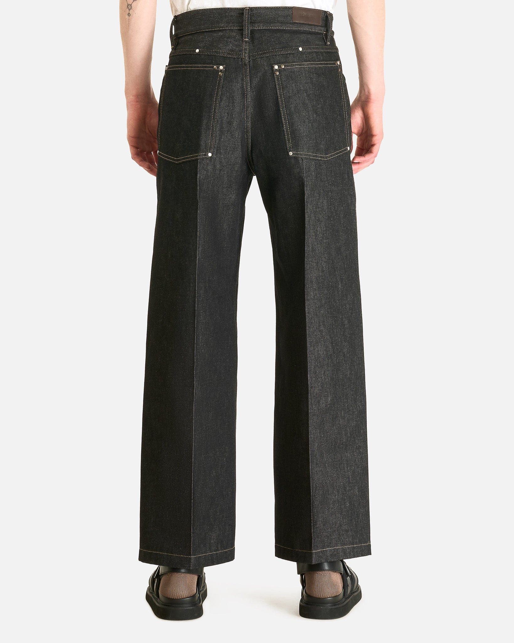 LEMAIRE Men's Pants Wide Pants with Studs in Slate