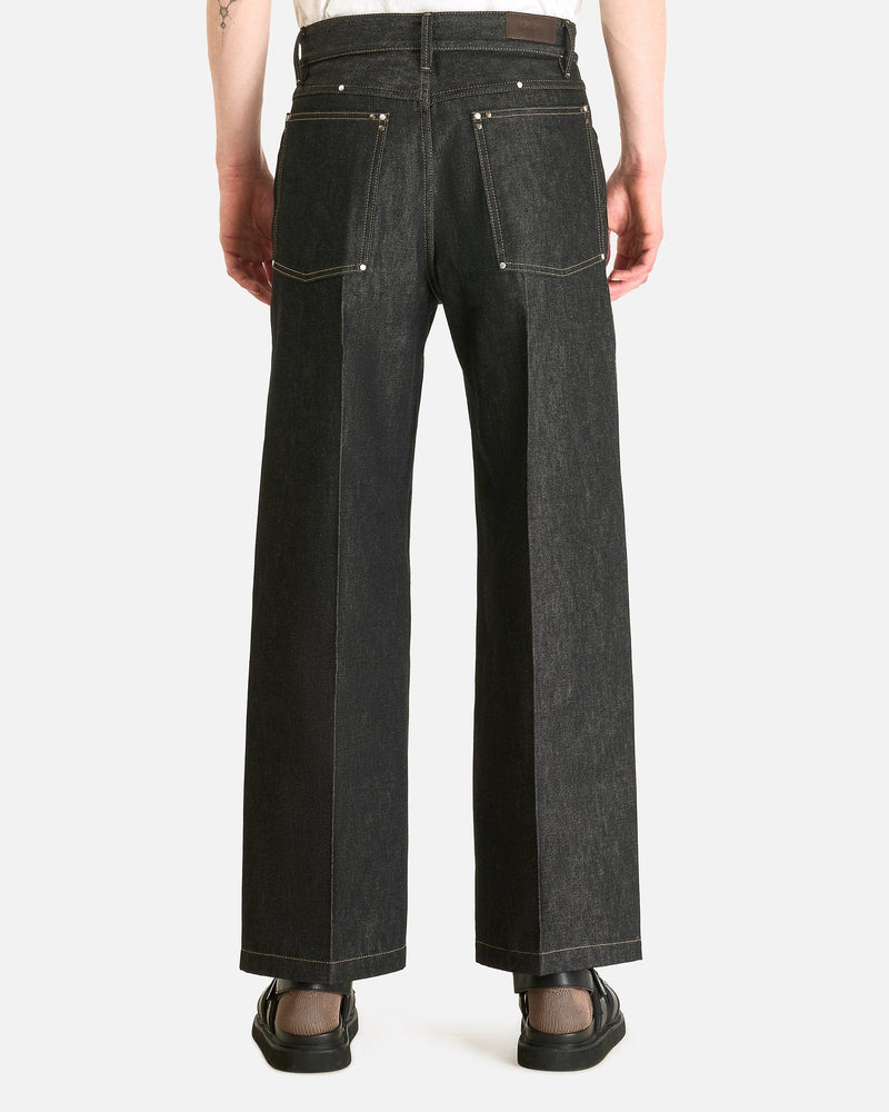 LEMAIRE Men's Pants Wide Pants with Studs in Slate