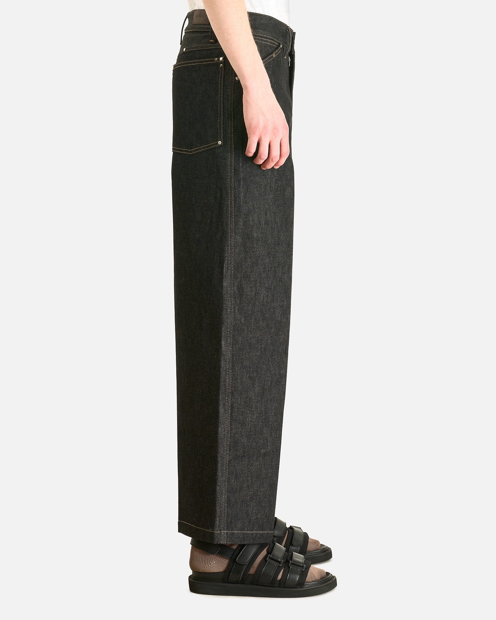 LEMAIRE Men's Pants Wide Pants with Studs in Slate