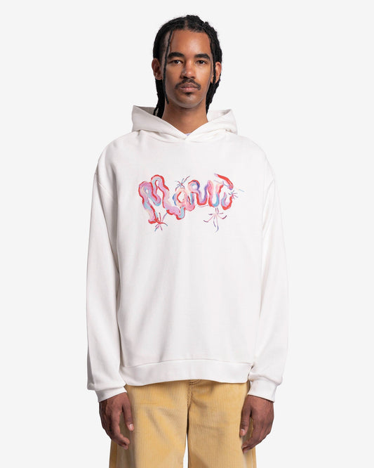Marni Men's Sweatshirts Wild Loopback Jersey Hoodie in Stone White