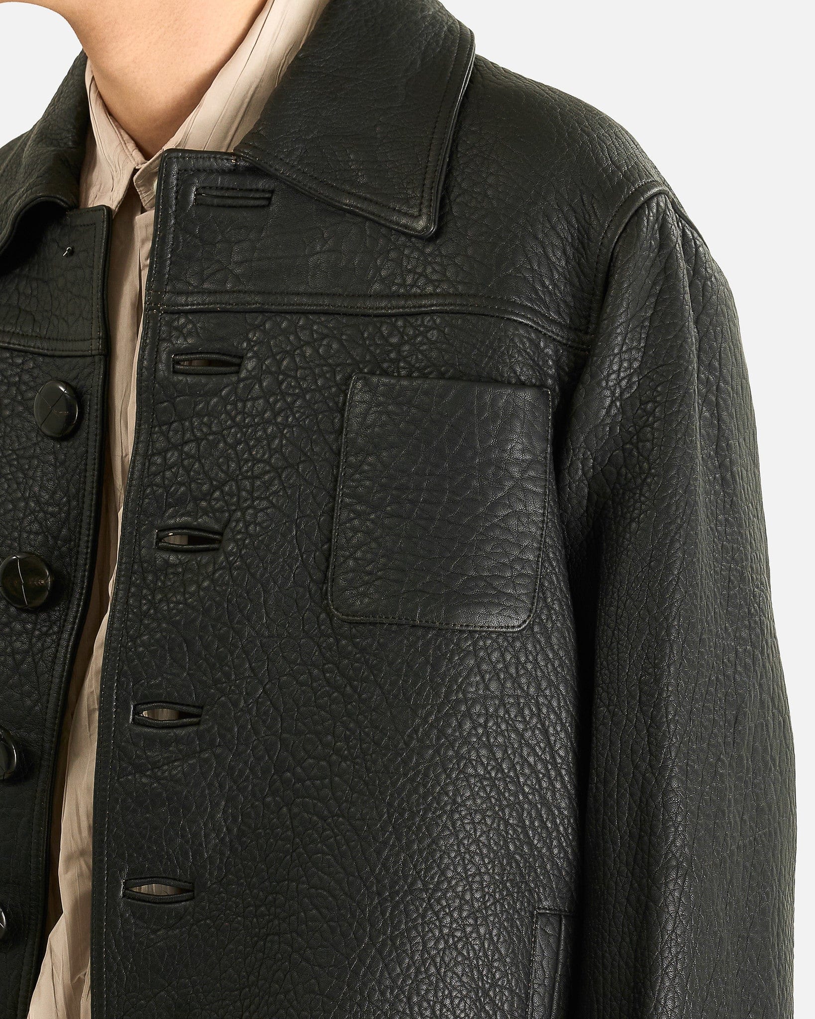 NAMACHEKO Men's Jackets William Leather Jacket in Black Ruga Asportabile