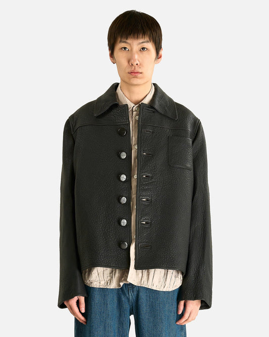 NAMACHEKO Men's Jackets William Leather Jacket in Black Ruga Asportabile