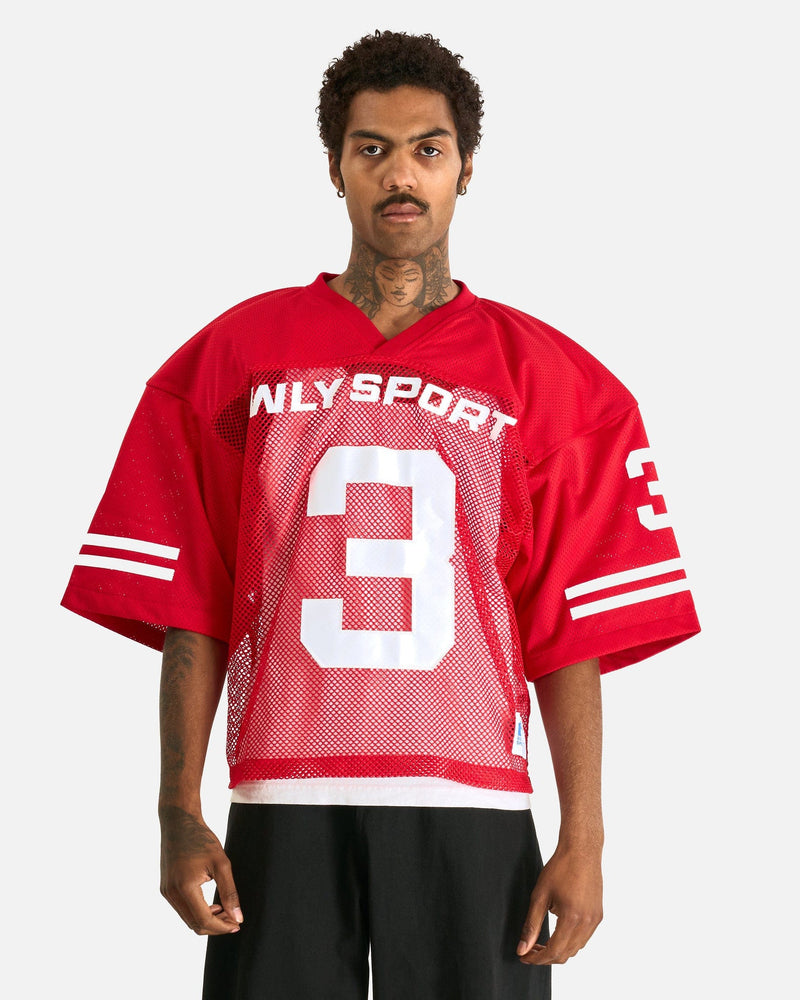 Willy Chavarria Men's Tops Willy Football Jersey in Red