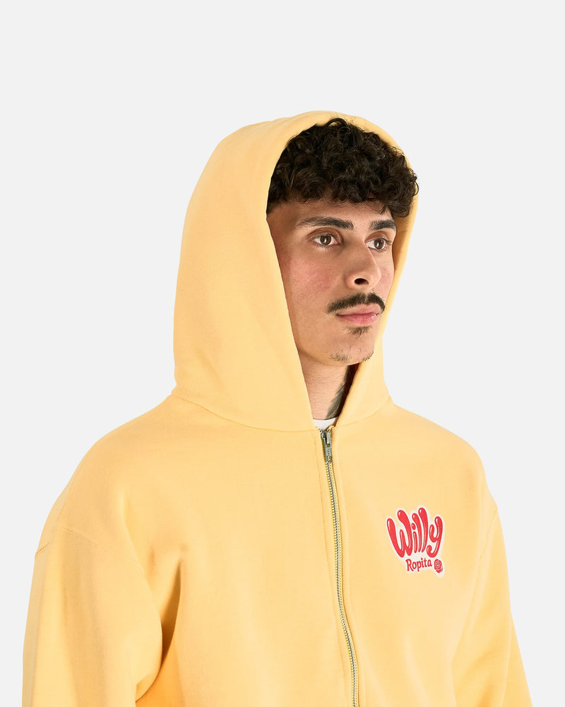 Willy Chavarria Men's Sweatshirts Willy Ropita Shrunken Zip-Through Hoodie in Butter
